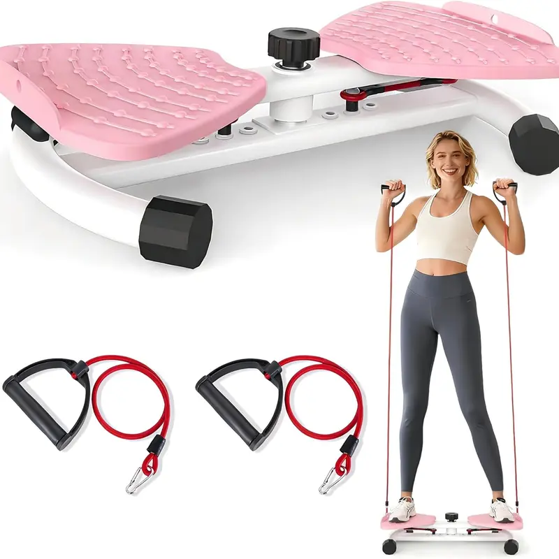 Noiseless Adjustable Abdominal Machine - Ab Workout Equipment, Abdominal Core Equipment, Unisex Silent Plastic Abs Waist Twister, Compact Under-Bed Core Trainer with Resistance Bands for Home Full-Body Training