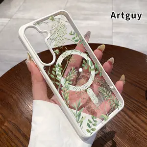 Magnetic Phone case Compatible with Samsung Galaxy S23 Ultra S24 Plus FE S25 S22+ Forest Full of Stars Pattern Non-Yellowing Shockproof Soft Silicone Transparent Acrylic Cover Supports Wireless Charging