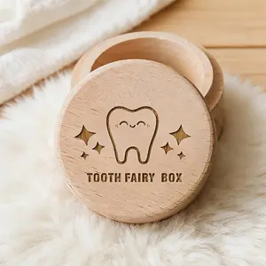 1-Piece Wooden Tooth Fairy Box, Tooth Preservation Box, Tooth Storage Box, Tooth Box, Tooth Collection Box, Birth Souvenir, Home Decoration, Birthday Gift