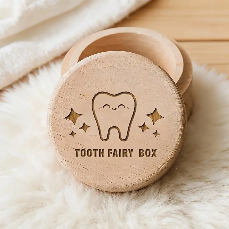 1-Piece Wooden Tooth Fairy Box, Tooth Preservation Box, Tooth Storage Box, Tooth Box, Tooth Collection Box, Birth Souvenir, Home Decoration, Birthday Gift
