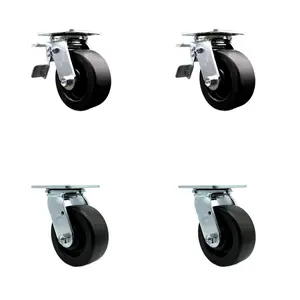 Service Caster HUS-SCC-TTL30S520-POR-2-S-2 Replacement Set for Husky Tool Mobile Workbench Casters-Swivel Top Plate Casters with 5 in. Polyolefin Wheels
