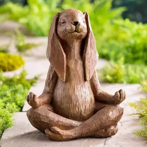 Easter Meditation Zen Yoga Rabbit Statue Resin Craft Garden Ornament Home Outdoor Decor Sculpture Figurine Exterior Decorative Statues