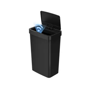 Mainstays 13.2 Gallon Automatic Trash Can, Touchless Motion Sensor Kitchen Garbage Bin with Lid, Plastic Waste Can for Home & Office, Black