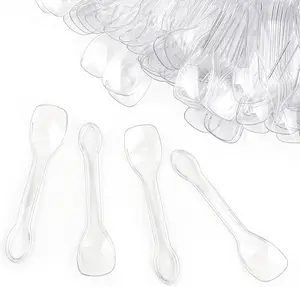 100PCS Tasting Spoons Ice Cream Dessert Taster Spoons Plastic Mini Spoons Disposable Dessert Spoons for Miniature Dessert Cups, Sampling, Small Catering Supplies, Tasting Party (Clear)