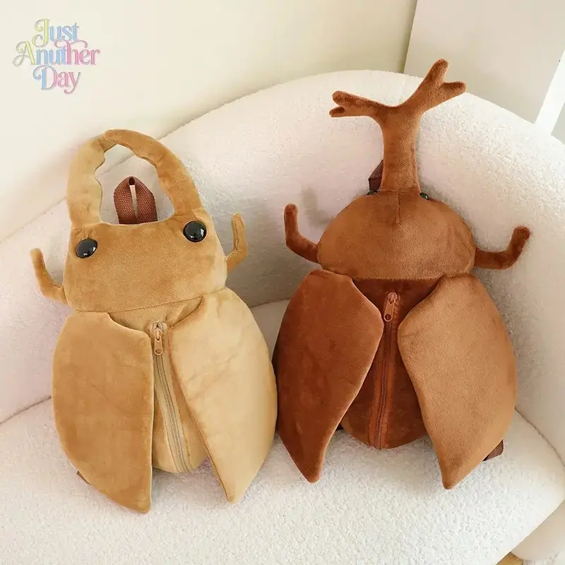 Creative Plush Beetle & Mantis Backpack, Funny Insect-Shaped Stuffed Bag, Unique Gift Backpack for Children, Teens & Insect Lovers