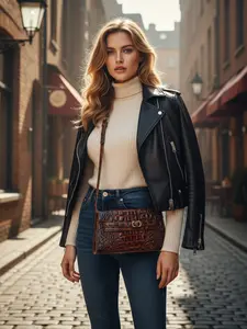 Colorful Crocodile Pattern Trapezoidal Flip Cover Shoulder Crossbody Bag, Pu Leather Crossbody, Modern Style, All Seasons, Single-Shoulder Design