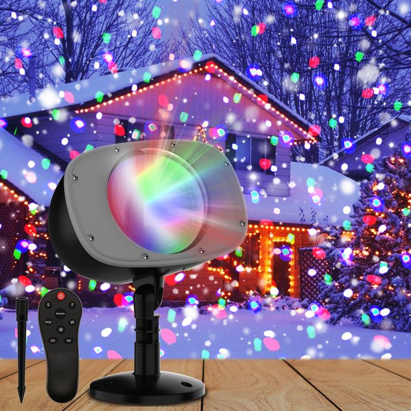 Snowfall Led Christmas Snowfall Projector Lights Outdoor, RGBW LED Snow Projector ...