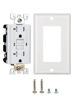 DEWENWILS 5-Pack 20A GFCI Outlet, Self-Test GFCI Receptacle with LED Indicator, Tamper Resistant, Weather Resistant, Wallplate Included, power plug, outlet extension,Socket, electrical outlet lead indicator, wall outlet White-HGFB20D