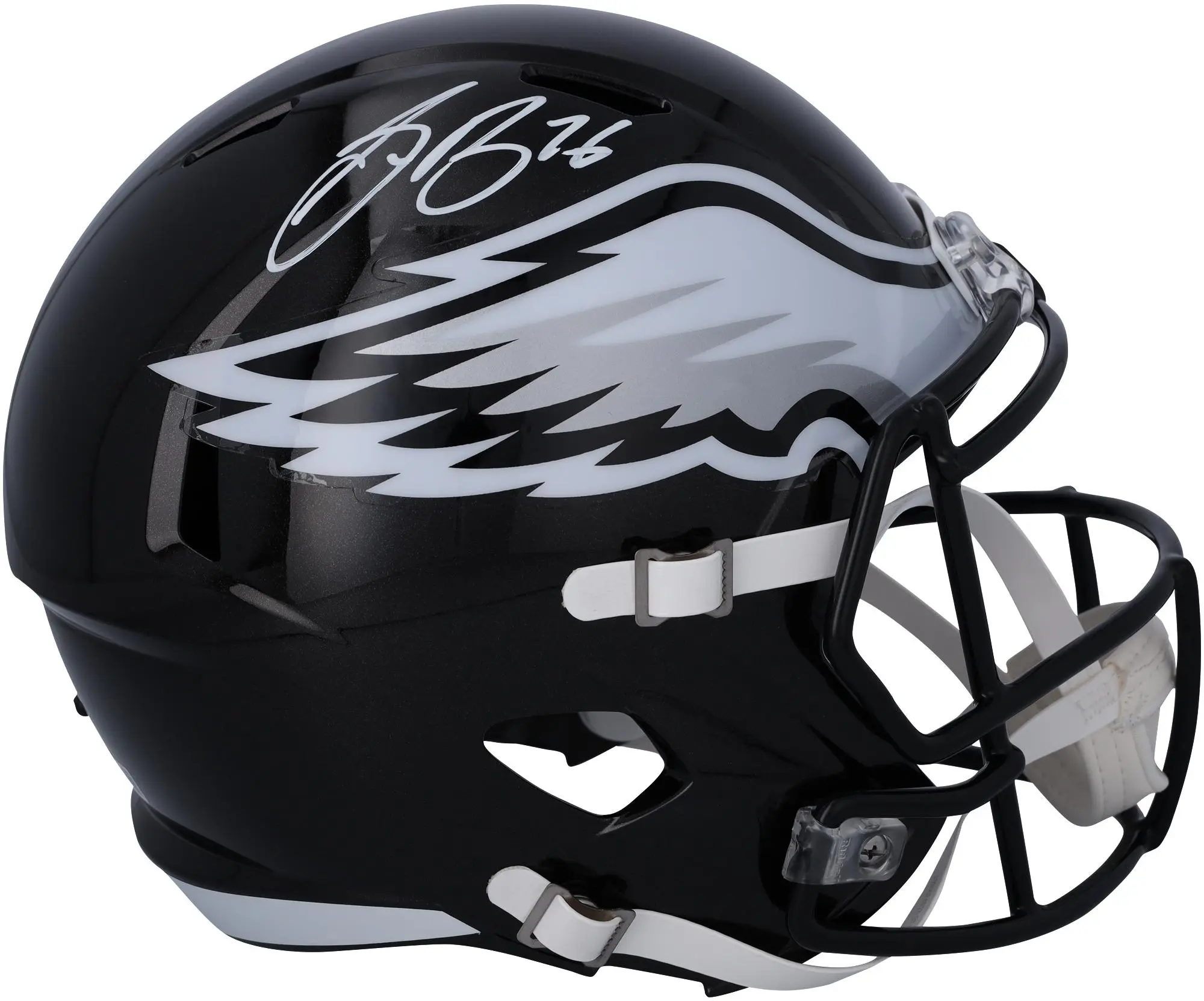 Saquon Barkley Philadelphia Eagles Autographed Riddell Black Alternate Speed Replica Helmet - Fanatics Authentic Certified