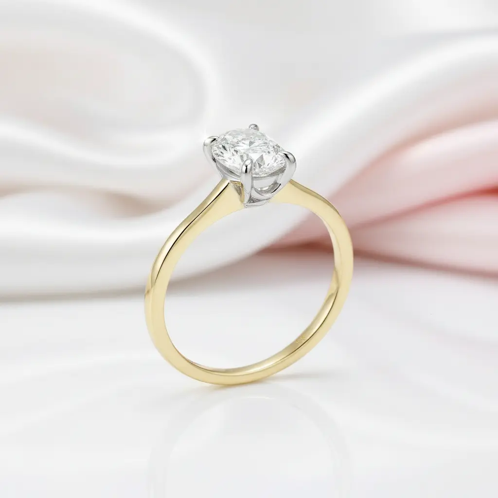 Oval Solitaire Diamond Option 10k Yellow Gold Engagement Ring