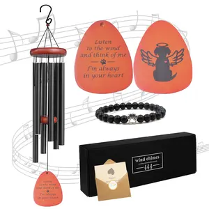 Dog Memorial Wind Chime Gift Set 28"" - Gifts  Remembrance Sympathy To Comfort A Friend Chimes For Pet Gifts. (black) -fl0001