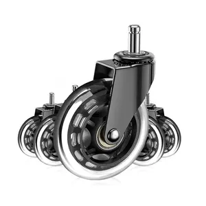 Office Chair Wheels, Set of 5, Replacement Rubber Chair Caster Wheels for Hardwood Floor, NOT Compatible for IKEA, Computer Desk Chair Wheels, Heavy Duty Office Chair Casters