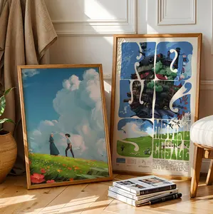 Studio Ghibli Howl's Moving Castle Unframed Poster, Hayao Miyazaki’S Fairy Tales, Film poster, Anime Art Print, Japanese Style Art Print Home Decor