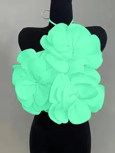 Women's Plain Flower Decor Halter Cami Top, Elegant Fashion Casual Sleeveless Womenswear Top for Daily Outdoor Wear, Ladies Clothes for Summer, Cute Tops