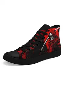 Unisex Skull Print High Top Sneakers, Fashionable Breathable Non-slip Walking Sneakers, Casual Comfortable Sports Shoes for Daily Wear, Athletic Shoes