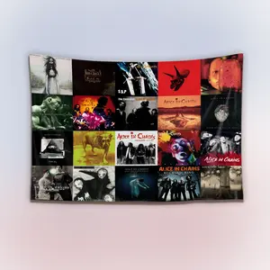 Vintage 90s Alice in Chains Album Collection Tapestry, Grunge Rock Band Wall Hanging Decor, Retro Music Art Banner, Bedroom Studio Wall Art, Gift for Fans