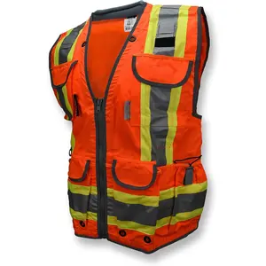 Sv55 class 2 heavy woven two tone engineer vest with padded neck to support extra weight in cargo pockets