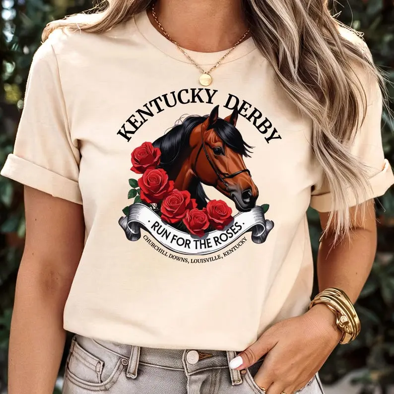 Kentucky Derby Race Shirt, Flower Kentucky Derby Run for Roses Sweatshirt, Horse Race Weekend Tee