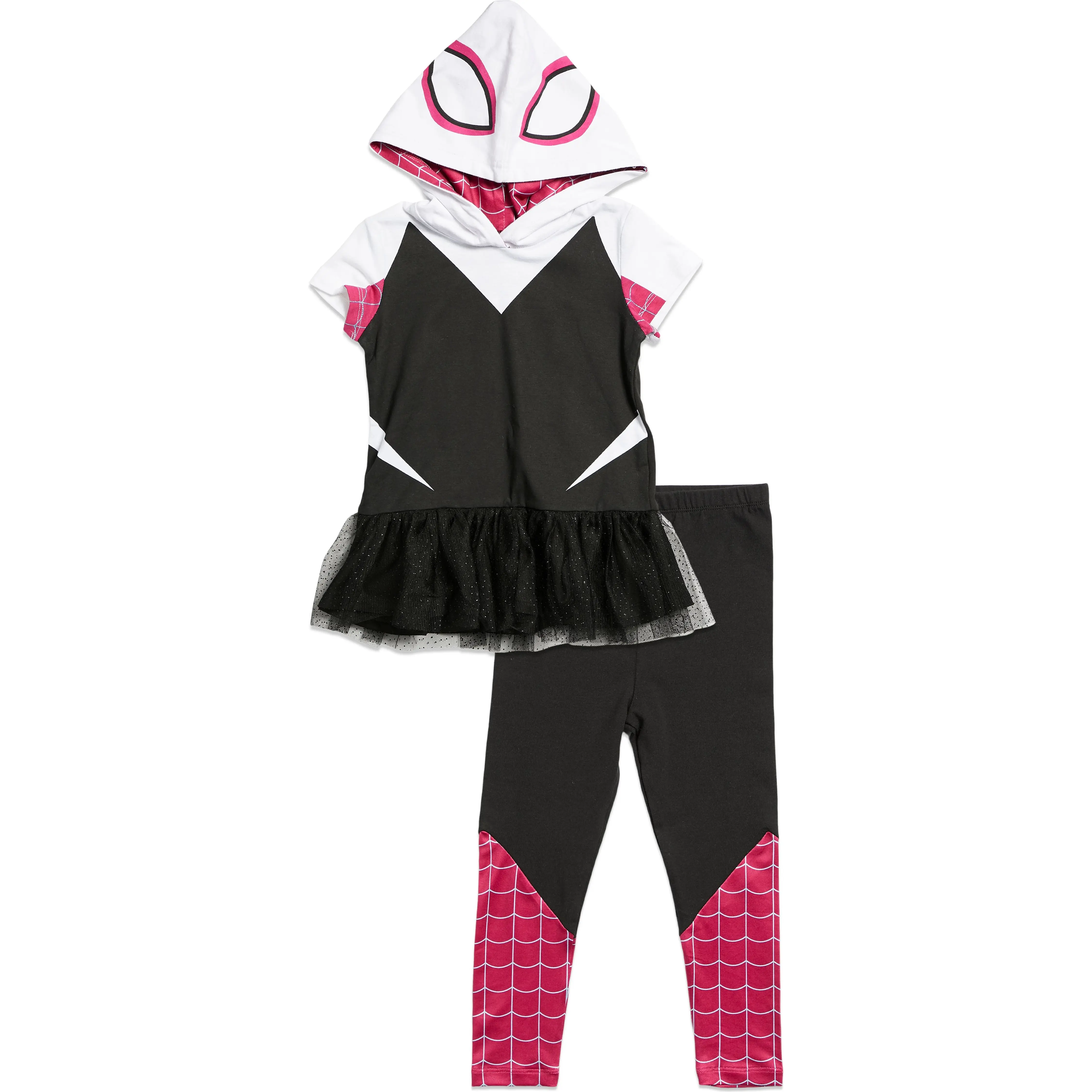 Marvel Spider-Man Girls' Cosplay Hooded Tee and Leggings Set Toddler to Big Kid