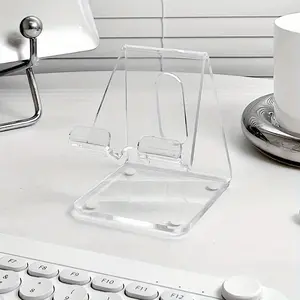 1pc Acrylic transparent mobile phone stand simple ins style dormitory desktop creative plate thickening stand, acrylic mobile phone stand, desktop mobile phone tablet stand, desktop storage, Stable phone holders
