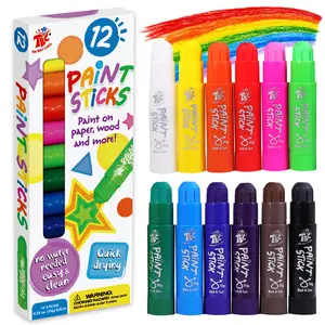 TBC The Best Crafts Paint Sticks,12 Classic Colors, Washable, Non-toxic, Tempera Paint Sticks for Kids and Students