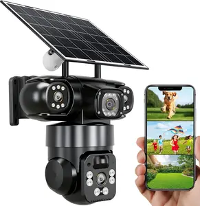 KEPEAK Solar Security Camera Outdoor Wireless, Triple-Lens WiFi Camera 2.4G,No SD Card,Battery Powered Outdoor Camera Wireless, Color Night Vision, PIR Human Detection, 2-Way Talk for Home Yard Garage