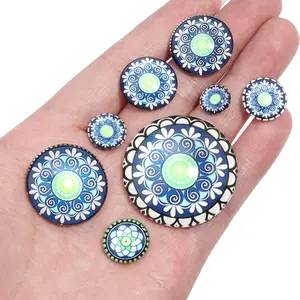 10pcs/lot 10/12/14/18/20/25/30/35mm Vintage Flowers Glass Cabochons For Jewelry Making DIY Necklace Bracelet Pendant