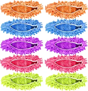 10pcs (5 Pairs) Mop Slippers Shoes Cover for Women Men Kids for Floor House Office Bathroom Kitchen Cleaning, Washable Reusable Microfiber Dust Mop Socks Foot Hair Cleaners Sweeping