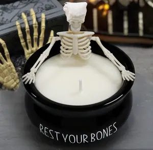 Skeleton Candle Halloween Decor – Vintage Gothic Centerpieces for Table, Home, Party & Gifts