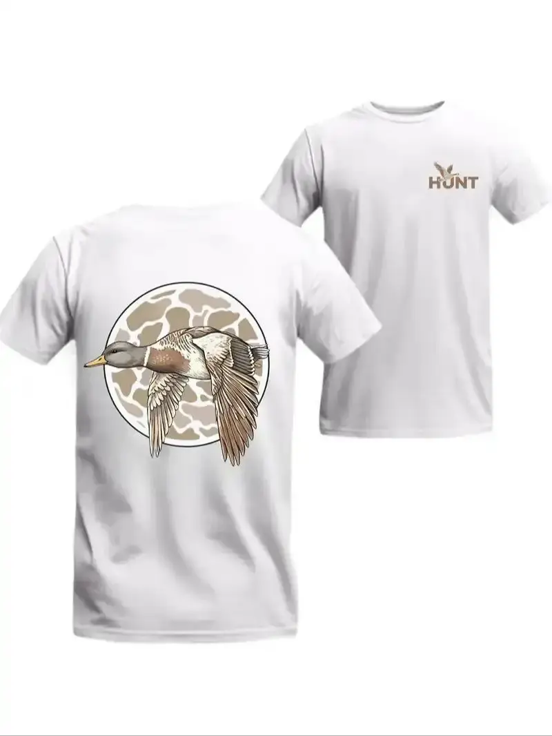 Men's Sitka T-Shirt, Duck Pattern Design, Casual Printed, Round Neck Style, Crewneck, Soft Breathable Fabric, Daily Wear Preferred, Casual Fashion Tee, Fitted, Menswear, Casual T Shirts