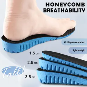 AILAKA Honeycomb Shock Absorbing Height Boosters Insoles for Men & Women 1.5-3.5 cm Invisible Full-Length Comfort Inserts for Sports Dates Everyday Footwear Arch Parent Shoe Vacuum Shoe
