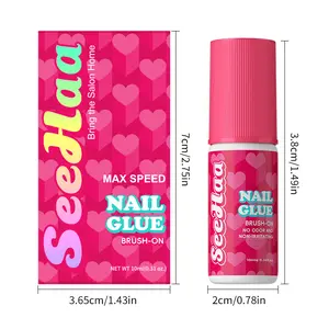Super Strong SEEHAA Nail Glue for Press On Nails, Nail Tips & Acrylic Nails (10ml) SEEHAA   Brush On Glue for Press Ons, Tips & Acrylics - Long Lasting, Maximum Strength, Mess-Free Application
