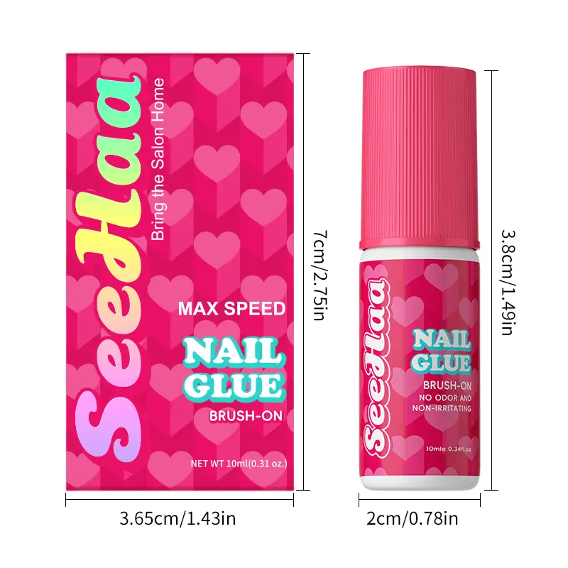 Super Strong SEEHAA Nail Glue for Press On Nails, Nail Tips & Acrylic Nails (10ml) SEEHAA   Brush On Glue for Press Ons, Tips & Acrylics - Long Lasting, Maximum Strength, Mess-Free Application