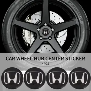 4pcs Car Emblem Wheel HUB Center Cap Sticker, Rim Badge Cover for Honda Hrv Civic Fit Crv Accord Jazz Crz City Crx Odyssey Vezel Accessories
