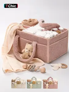 Baby Diaper Caddy Organizer with Handle, Boy & Girl Shower Gift Basket, Portable Diaper Storage Basket Bin for Wipes, Travel Diaper Tote, Newborn Baby Essentials Registry Search Must Haves, Car Caddy Organizer