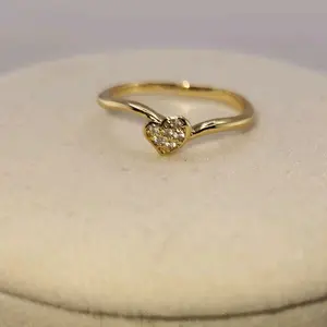 95 - Small Diamonds Heart Ring Size 8 Gold Plated Fashion Jewelry for Women