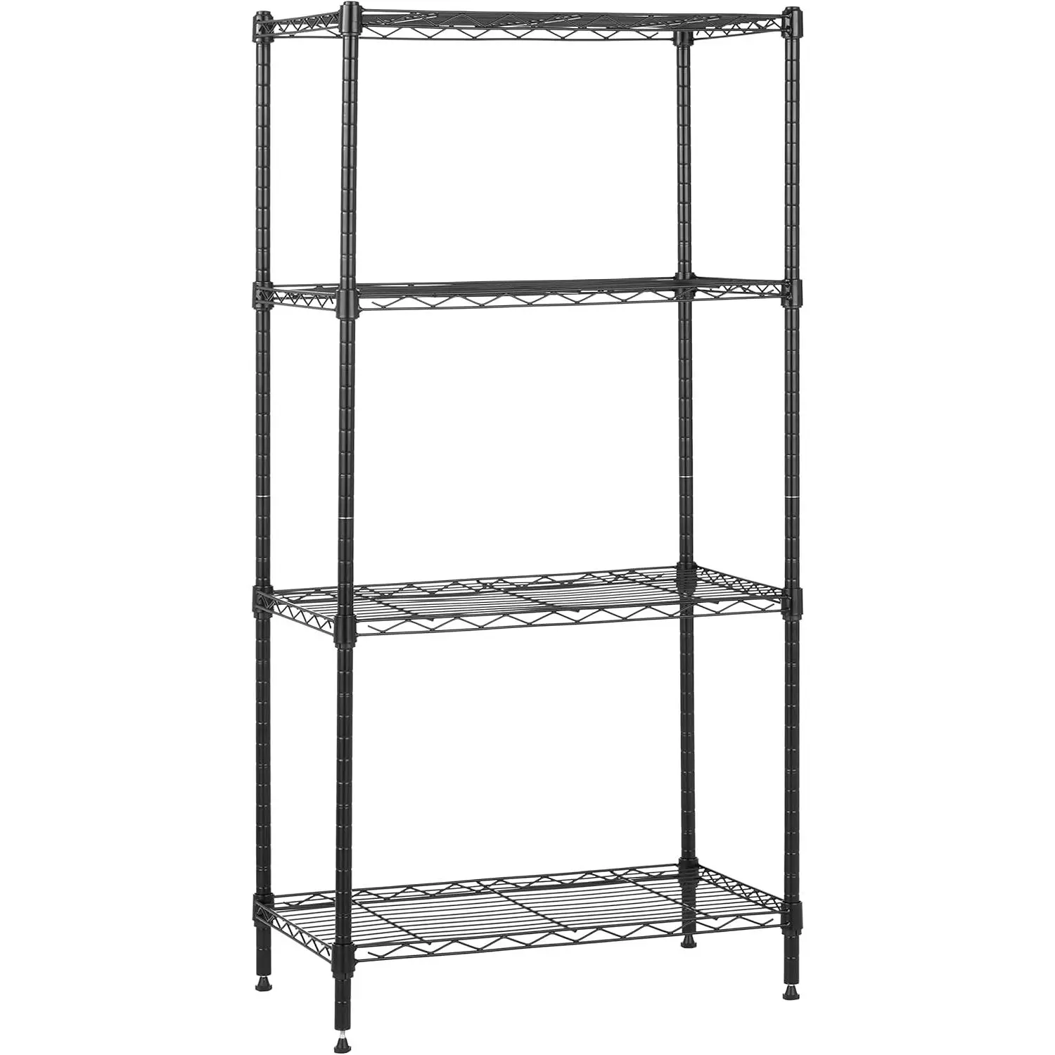 Basics 4-Shelf Steel Wire Rack, 13.4 D x 23.2 W x 48 H in, Black |   Sturdy, Adjustable, Easy Assembly, Storage