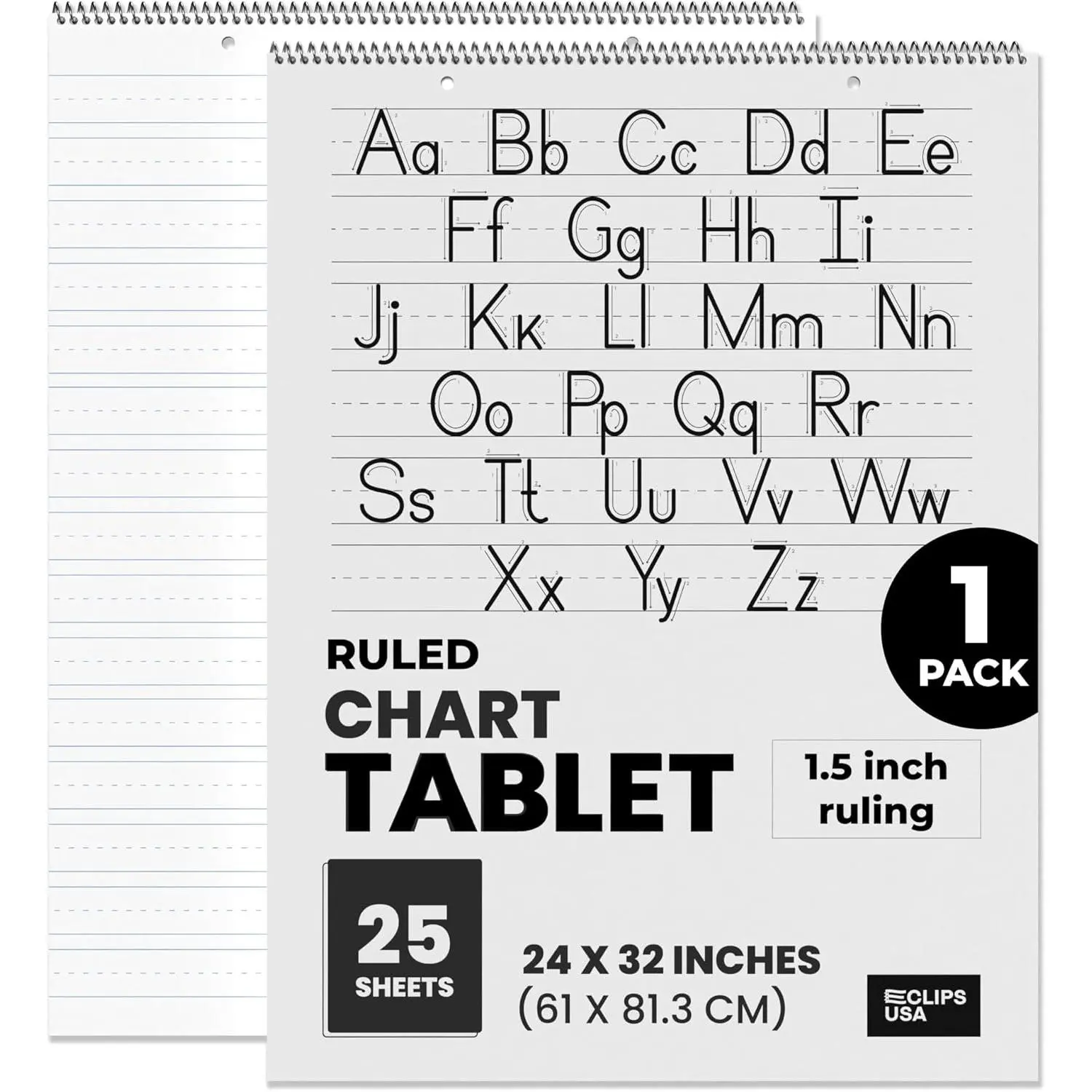 White Ruled Chart Tablet - 24 X 32 Inches, 1.5-Inch Primary-Ruled, 25 Sheets