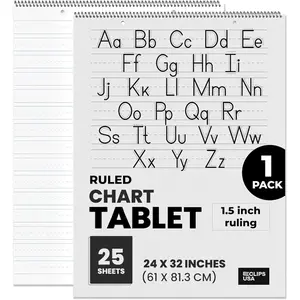 White Ruled Chart Tablet - 24 X 32 Inches, 1.5-Inch Primary-Ruled, 25 Sheets