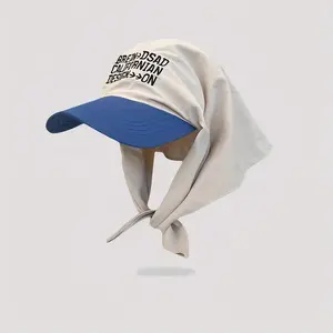 1pc Chic Color-Block Sun Hat with Lettering - Adjustable, Breathable Polyester Cap for Women and Men |   Perfect for All Seasons & Spring break