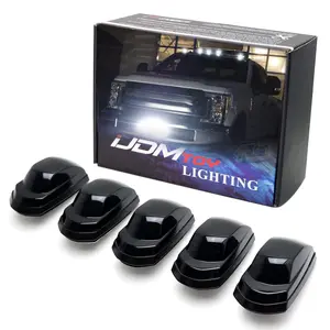 iJDMTOY Black-Out Smoked Lens Xenon White Full LED Cab Roof Marker Lamps Replacement For Ford 2017-up F250 F350 F450 F550 Super Duty (Replace OEM Amber Lens)