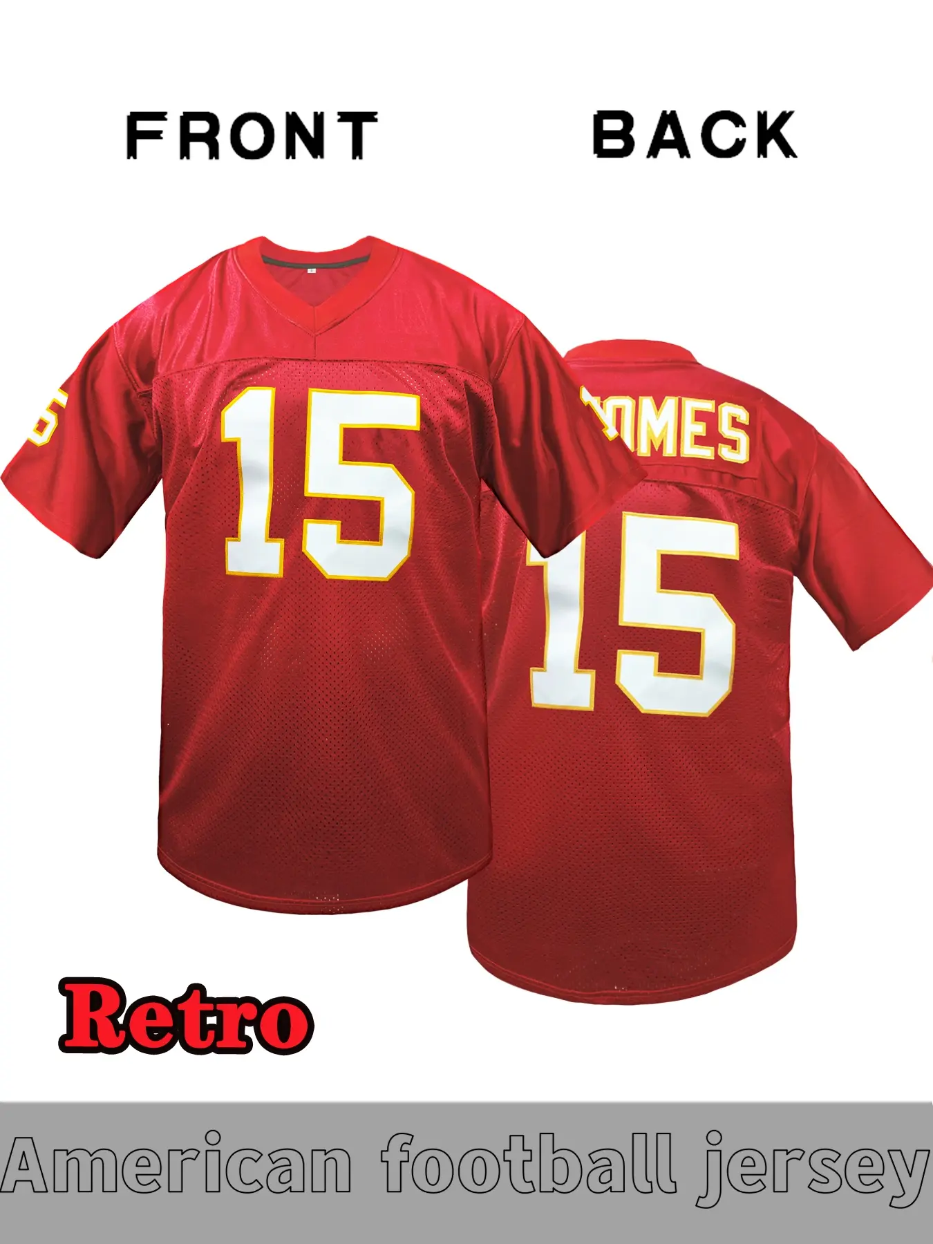 Chief Men's # 15 Red Football jersey, Kansas City Classic Embroidered American Football Shirt, Loose Short Sleeve Sports T-shirt, Sports Jersey Tee, Suitable for Daily Leisure, Match Training, and Street Trendy Style, Unisex