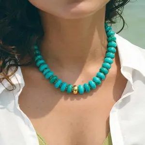 Chunky Beaded Choker  for Women Statement  with Gold Accent Adjustable Beach Summer  Trendy Boho  in Multiple Colors y2k  necklace jewelry summerwins,summerwins