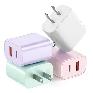[20W+18W] USB-C + USB-A Charging Blockr, Dual-Port Wall Charger, Compatible for iFor IPhone 17/17 Plus/16/16 Plus/16 Pro/16 Pro Max/15/15 Pro Max/ Galaxy S26 Ultra/S25/S24/S23/S22