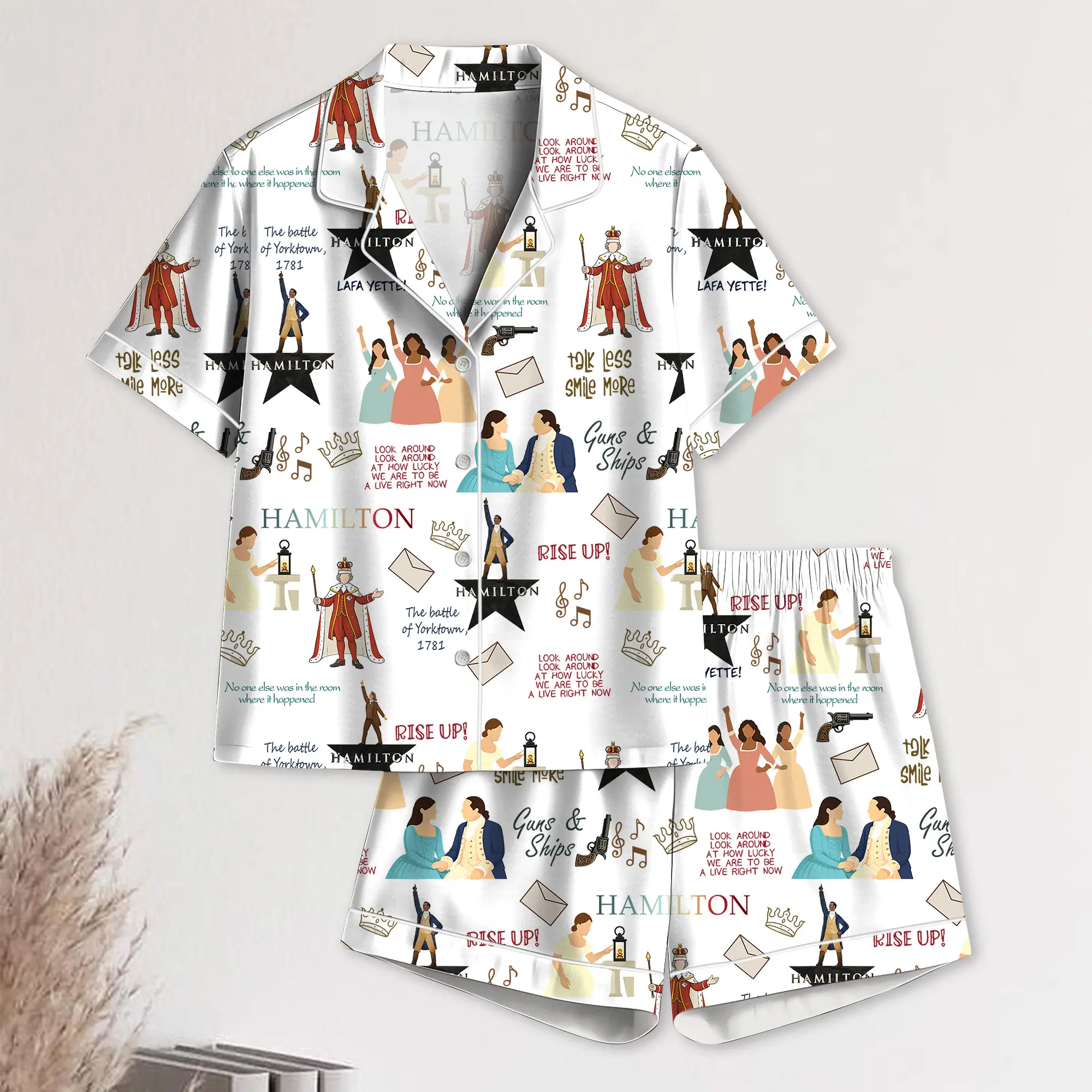 Hamilton Musical Short Satin Pajamas, Broadway Theater Pajamas, Stylish Satin Sleepwear, Hamilton Fan Gift Outfit, Alexander Hamilton Pajamas Set, Luxury Musical Sleepwear for Women