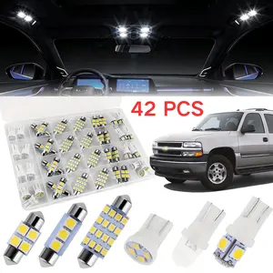 42PCS Interior Car Lights, Super Bright White Dome Map Tail Cab Lights Bulb Replacement Kit, T10 31mm 36mm 41mm LED Bulb Set, Bulbs Kit for Car Door Light License Plate Light