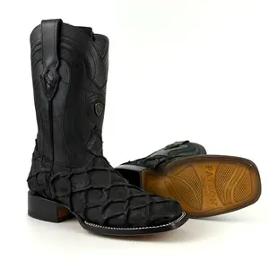 080 Pirarucu Mate Jumbo Print Natural Leather Sole Western Style Cowboy Boots For Men