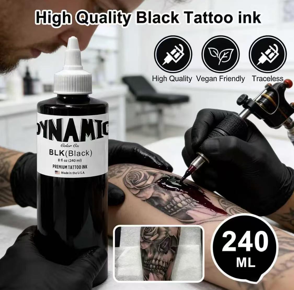 Professional Non-Fade Black Tattoo Ink, Safe Natural Pigment with Twist Cap, Long Lasting Tattoo Paint for Professional Tattoo Artists & Beginner Tattoo Hobbyists