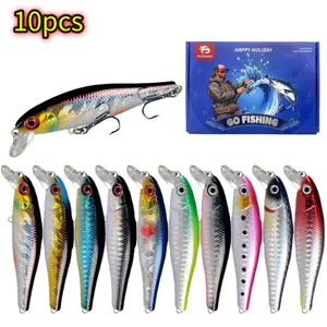 10pcs Minnow Lure Set - 8.5cm/9.2g Lifelike Hard Bait for Bass & Mandarin Fish (Slow-Sinking, Realistic Action for Long Casts