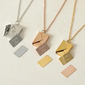 'Love You' Hidden Card Envelope Necklace – Romantic Jewelry for Women